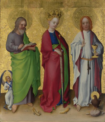 De heilige Matteüs, Catharina van Alexandrië en Johannes de Evangelist door Stefan Lochner